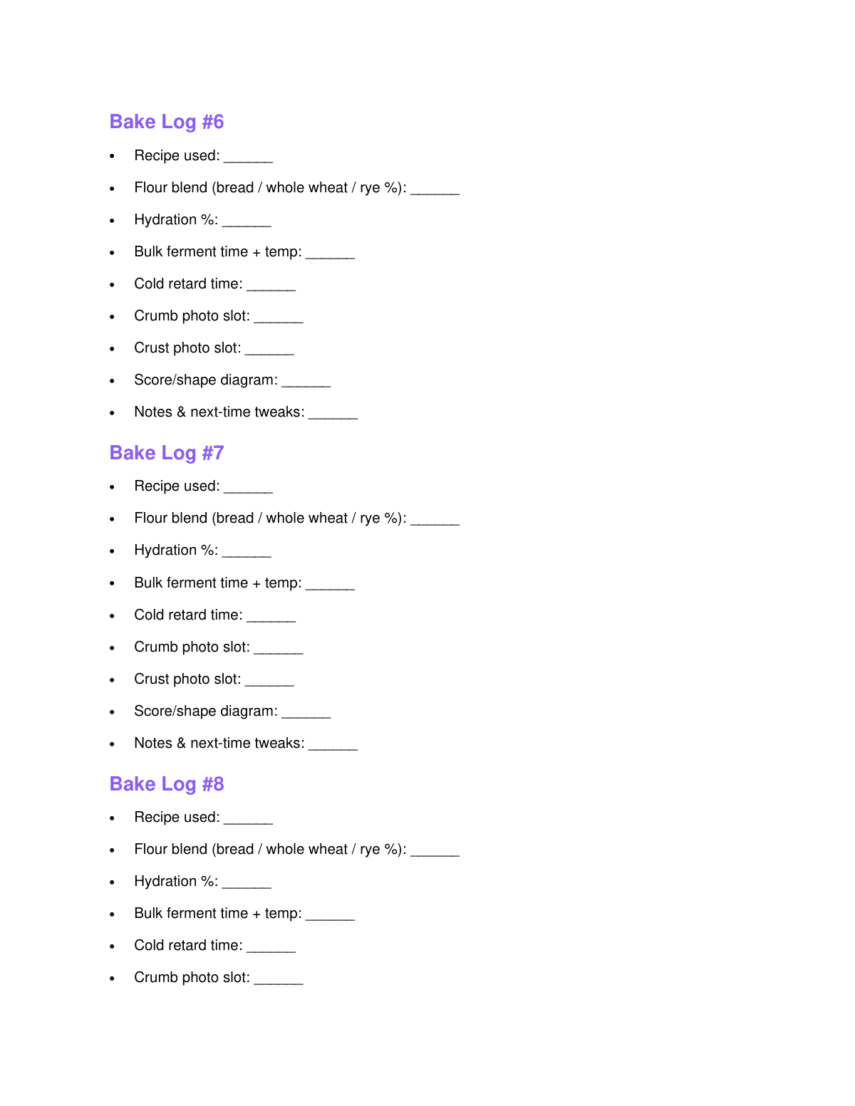The Sourdough Starter Tracker & Bake Log preview page 5
