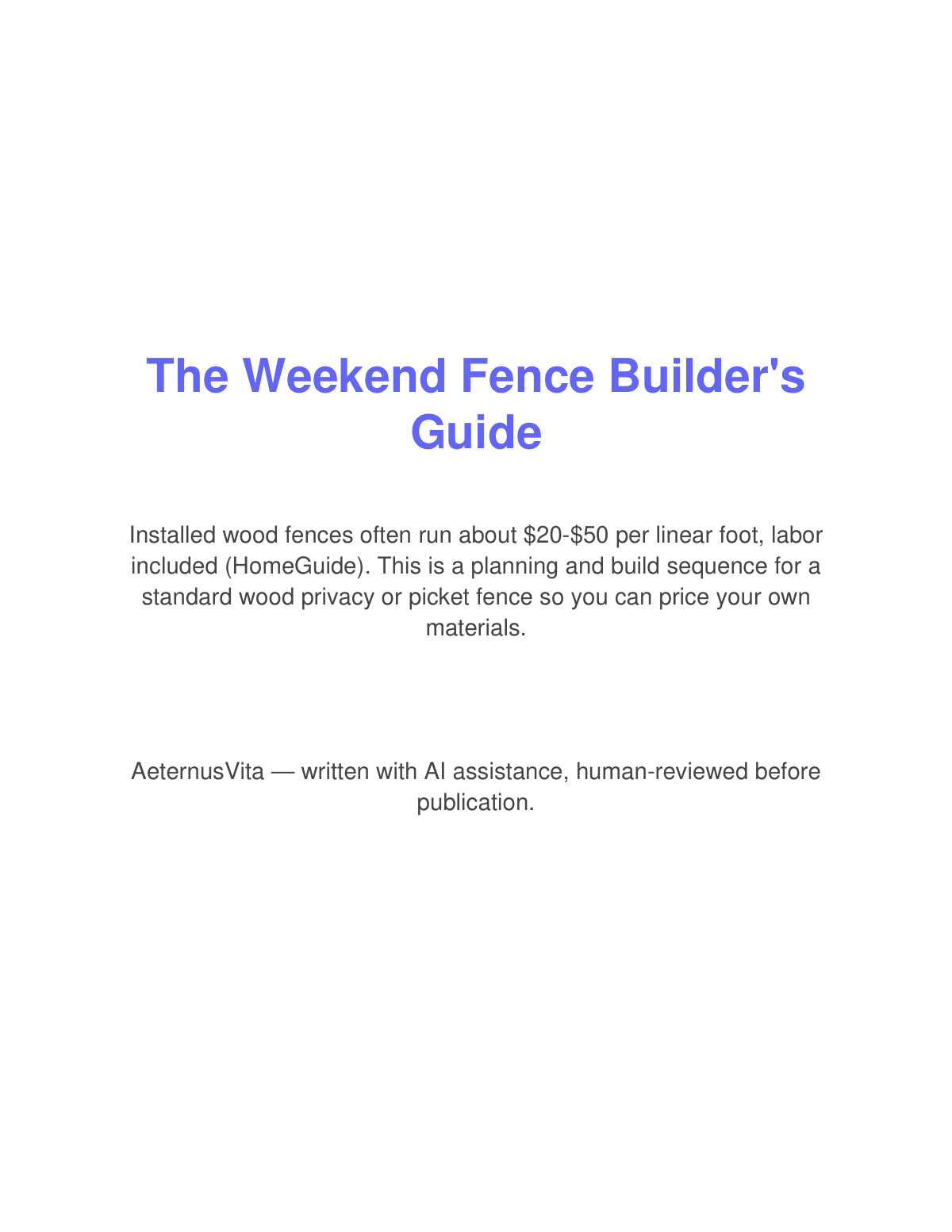 The Weekend Fence Builder's Guide preview page 1