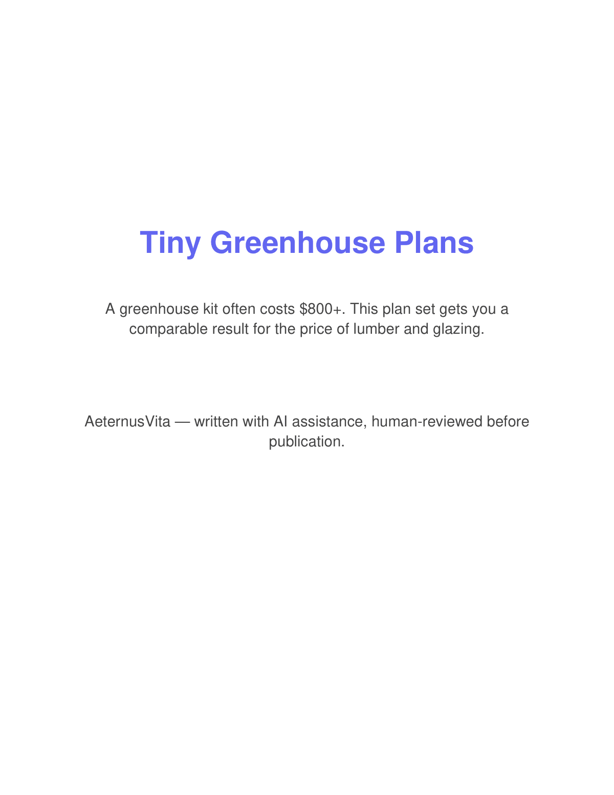 Tiny Greenhouse Plans preview page 1