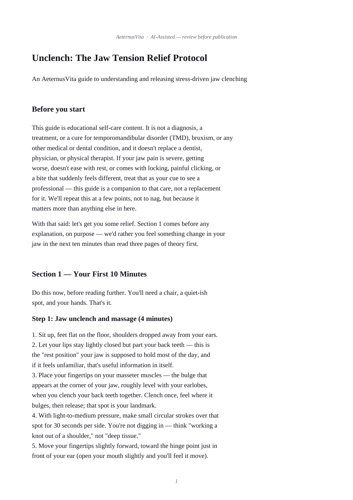 Unclench: The Jaw Tension Relief Protocol preview page 1
