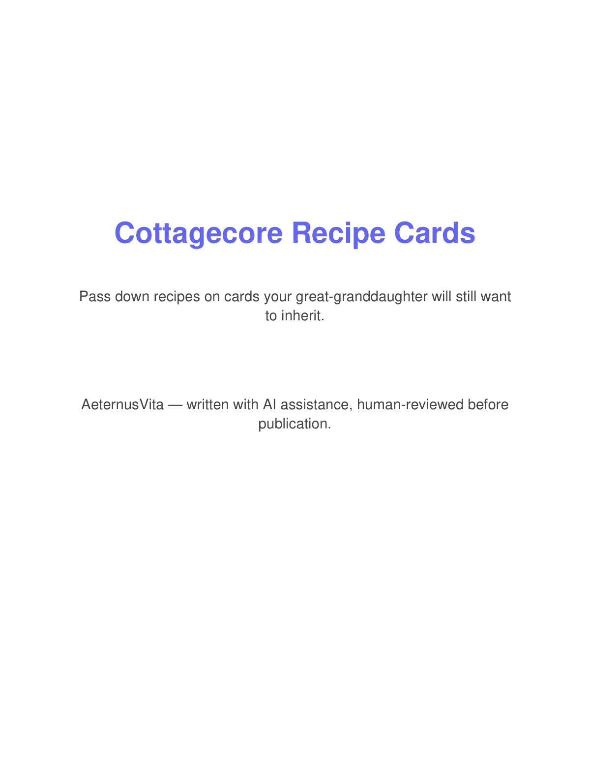 Preview page from Cottagecore Recipe Cards