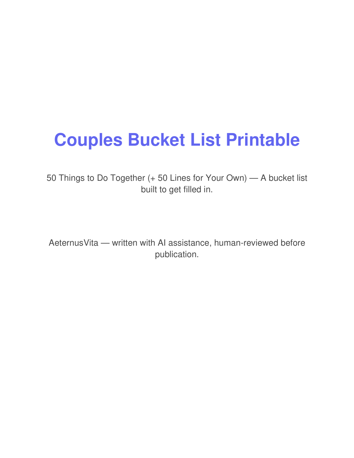Preview page from Couples Bucket List Printable