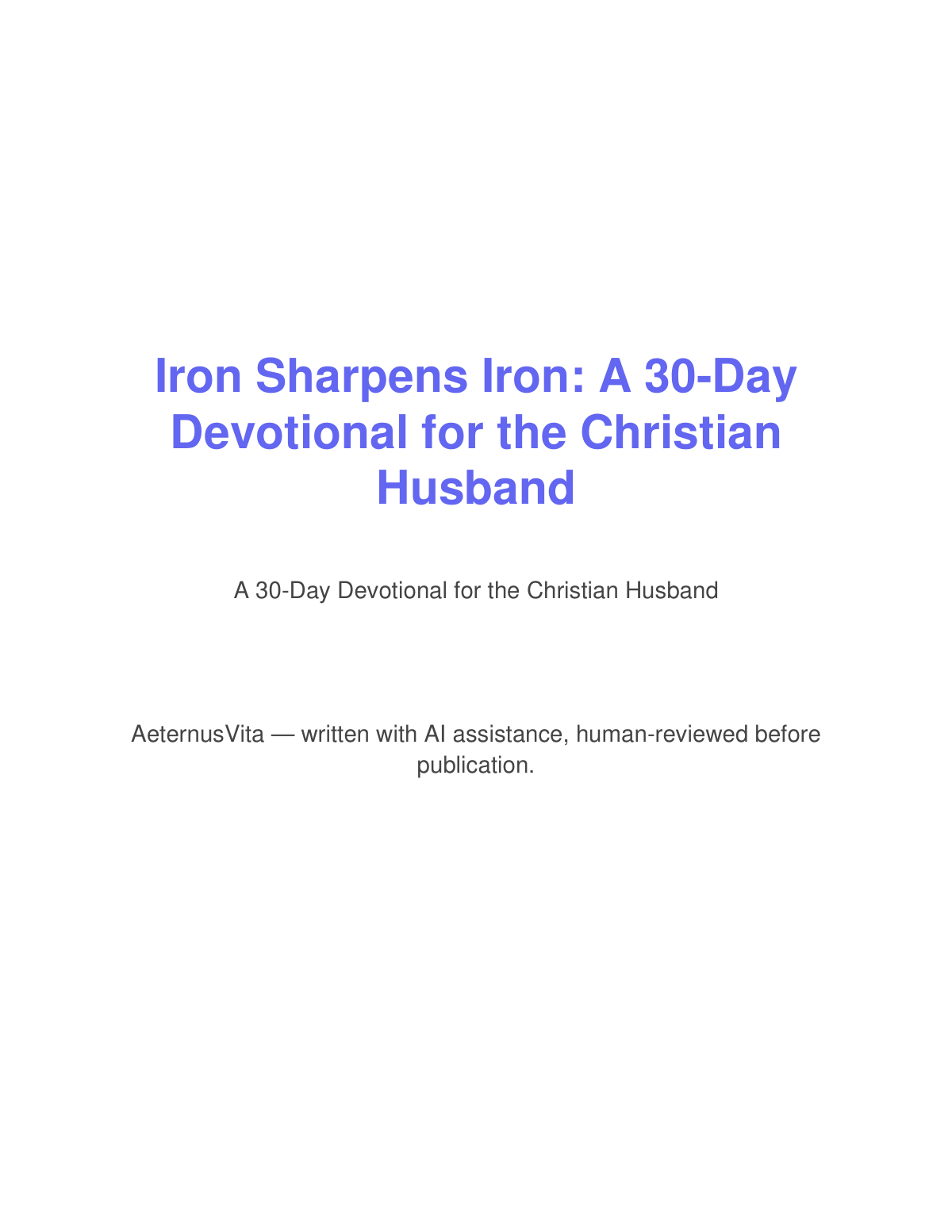 Preview page from Iron Sharpens Iron: A 30-Day Devotional for the Christian Husband