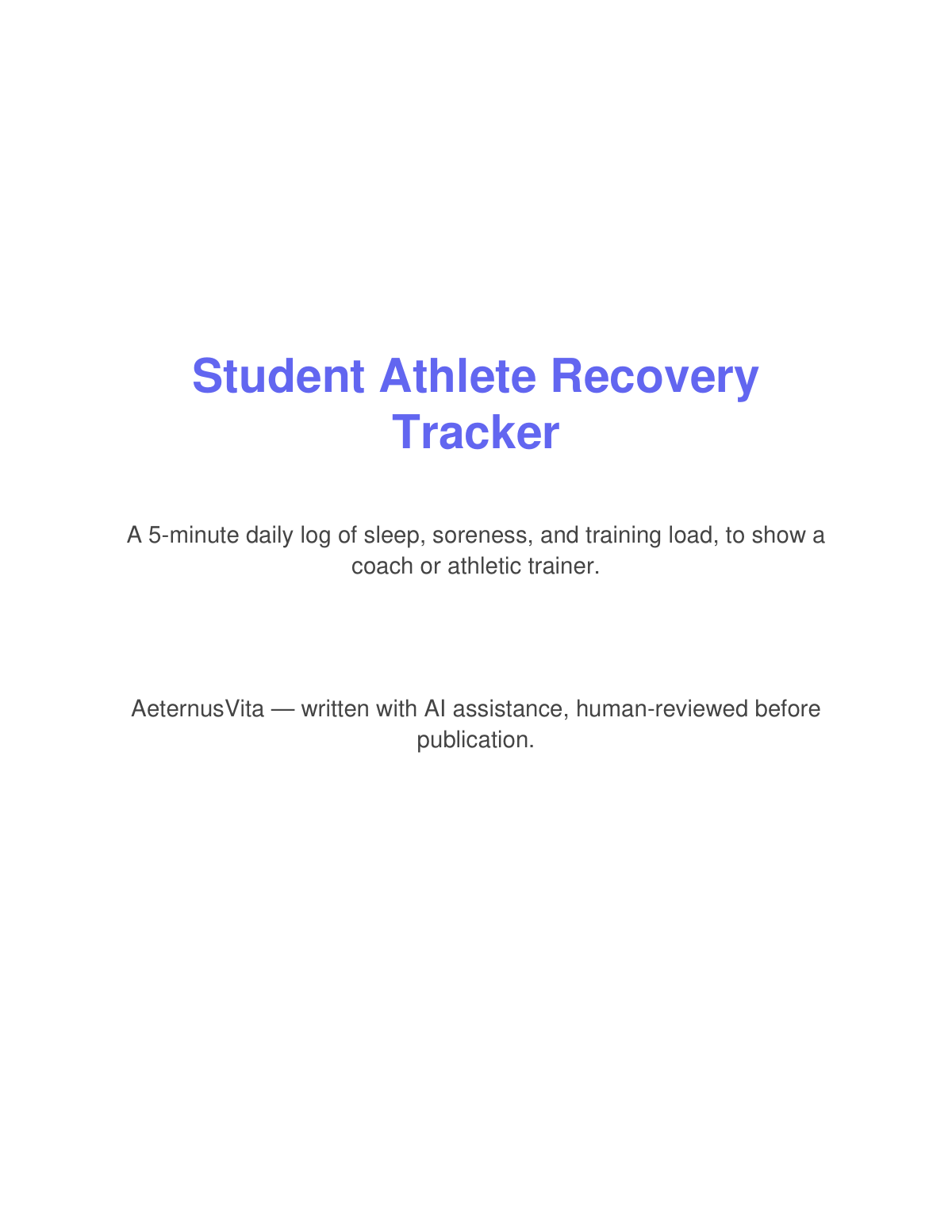 Preview page from Student Athlete Recovery Tracker