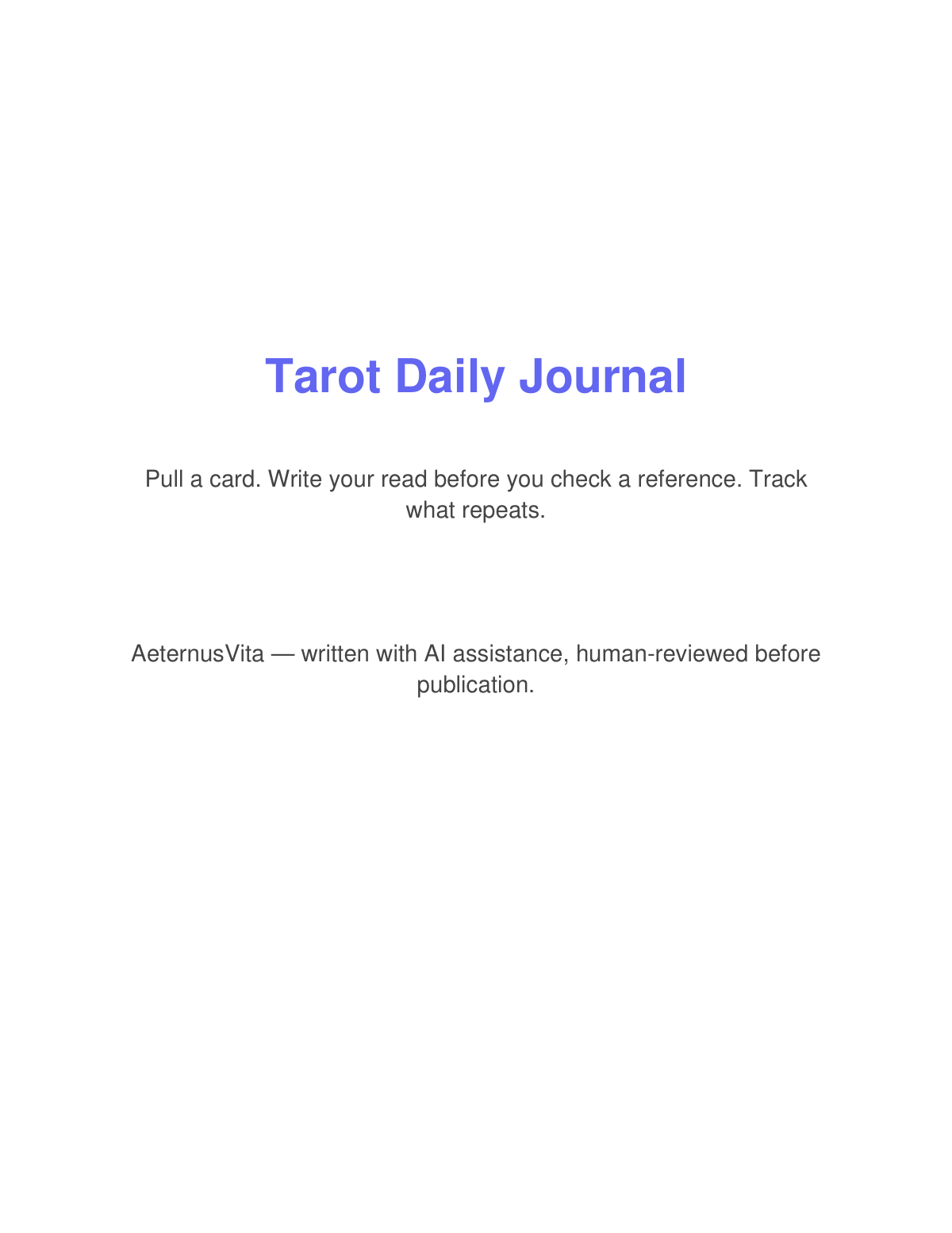 Preview page from Tarot Daily Journal