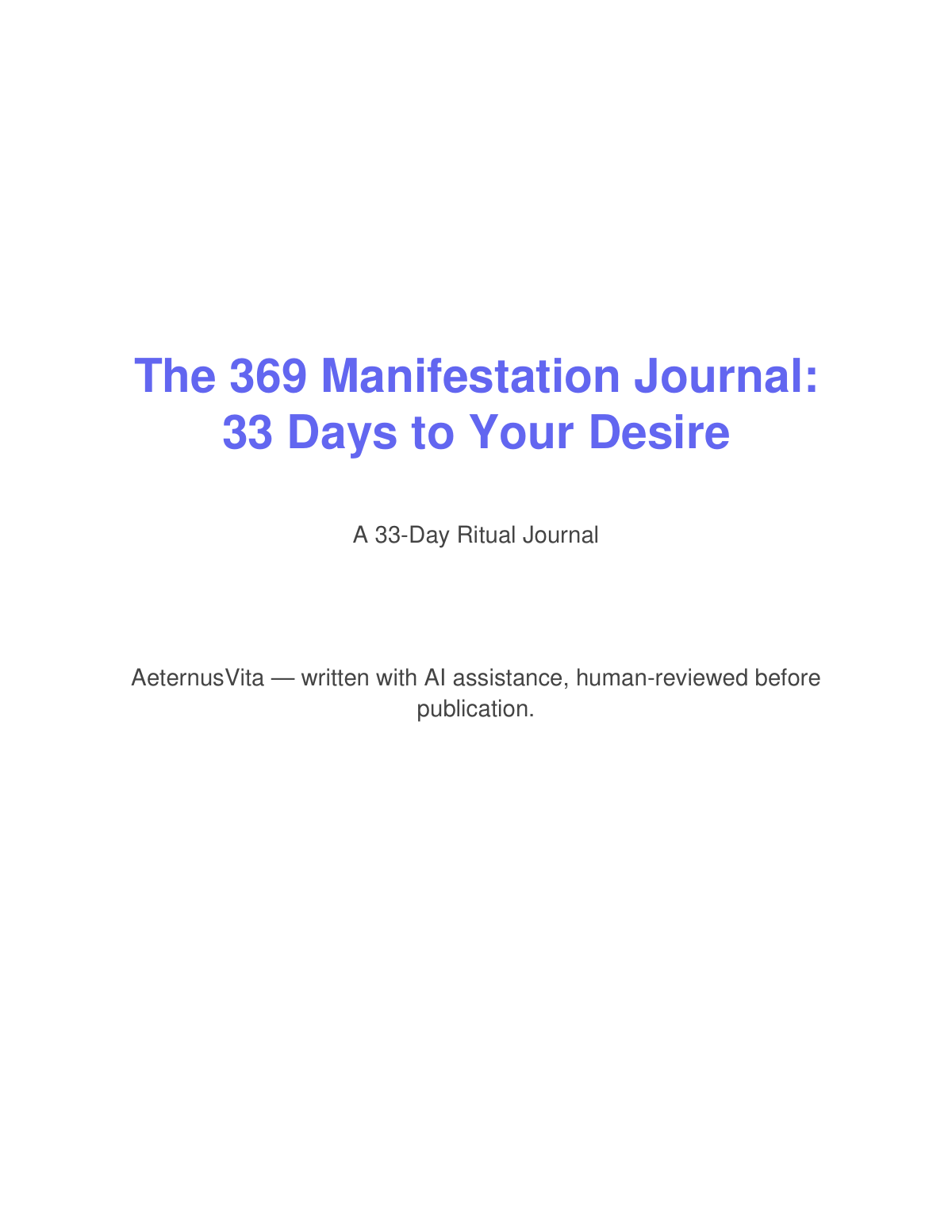 Preview page from The 369 Manifestation Journal: 33 Days to Your Desire