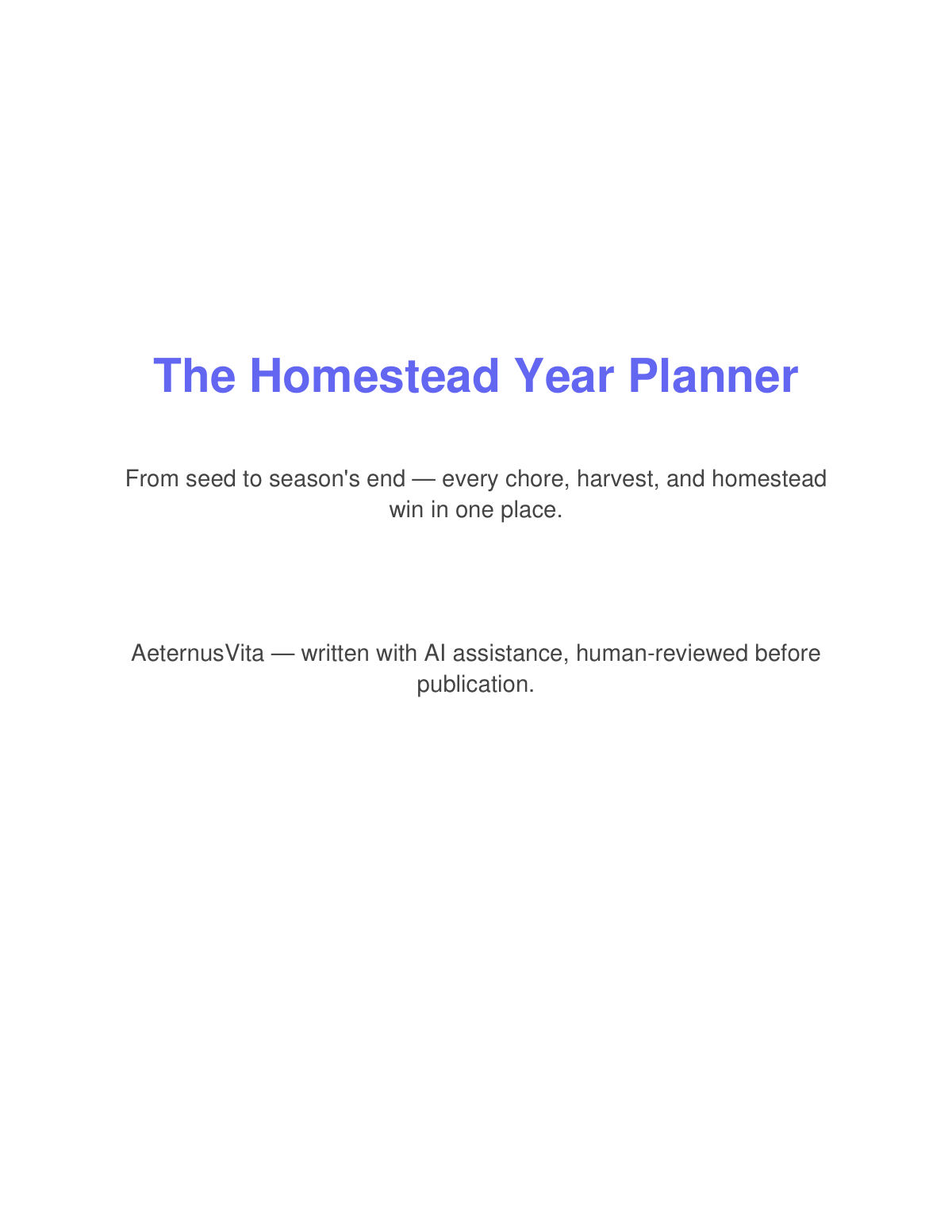 Preview page from The Homestead Year Planner