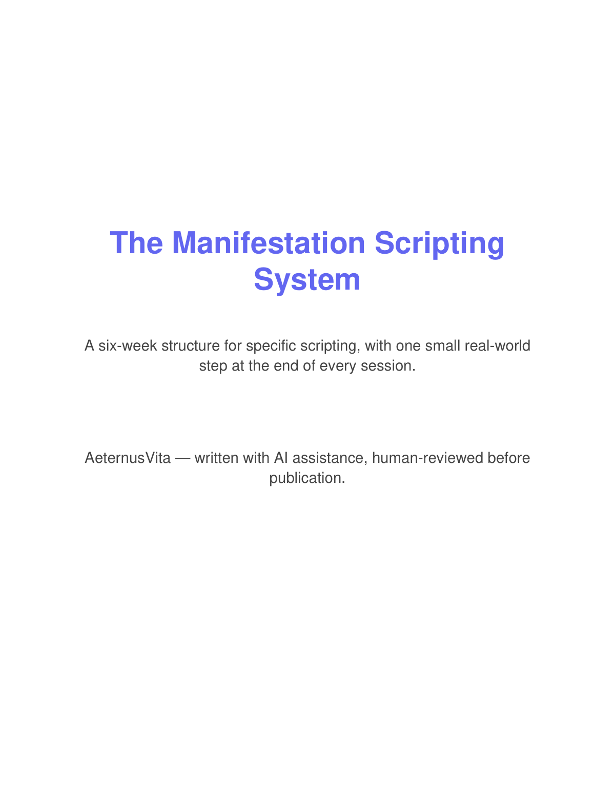 Preview page from The Manifestation Scripting System