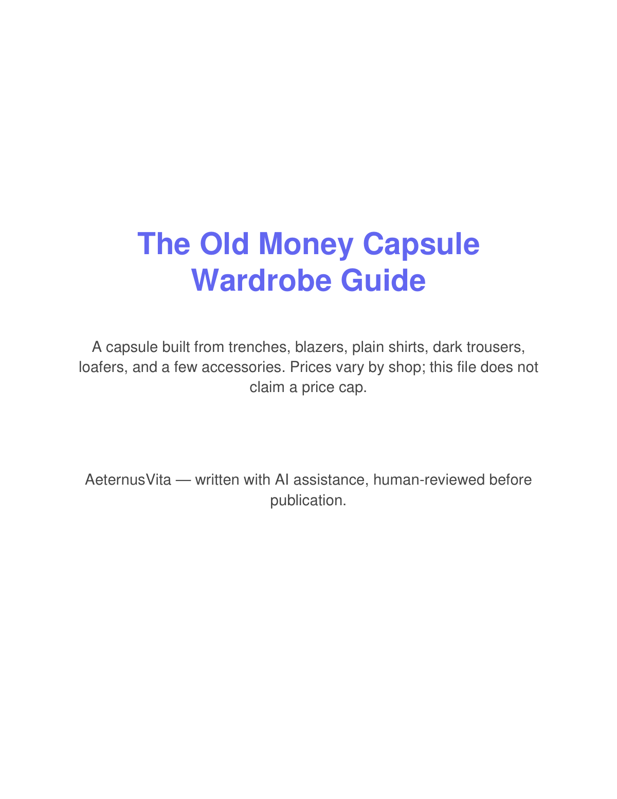 Preview page from The Old Money Capsule Wardrobe Guide