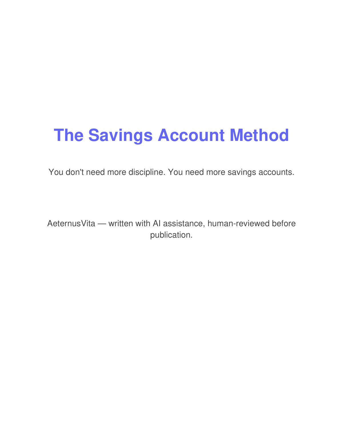 Preview page from The Savings Account Method