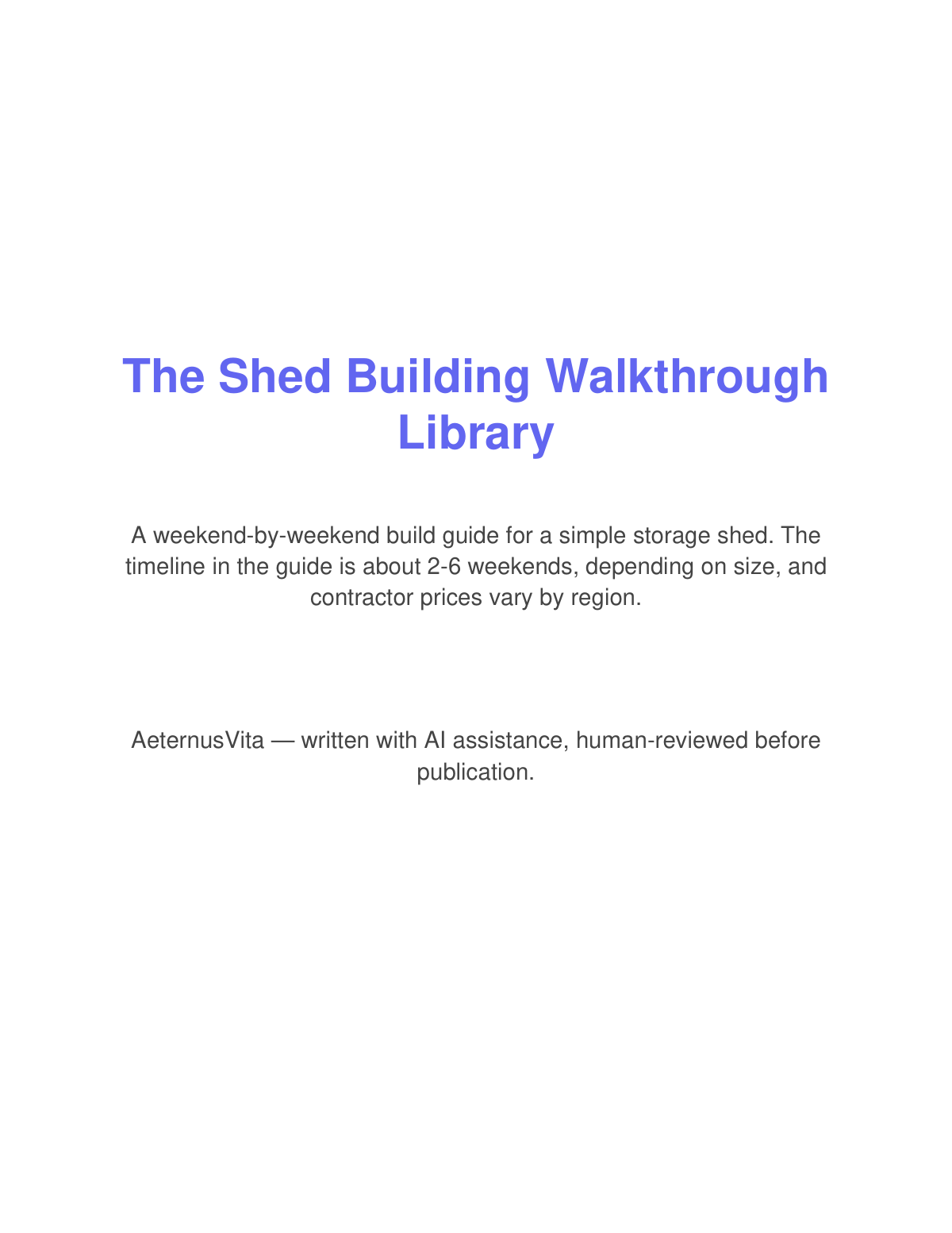 Preview page from The Shed Building Walkthrough Library