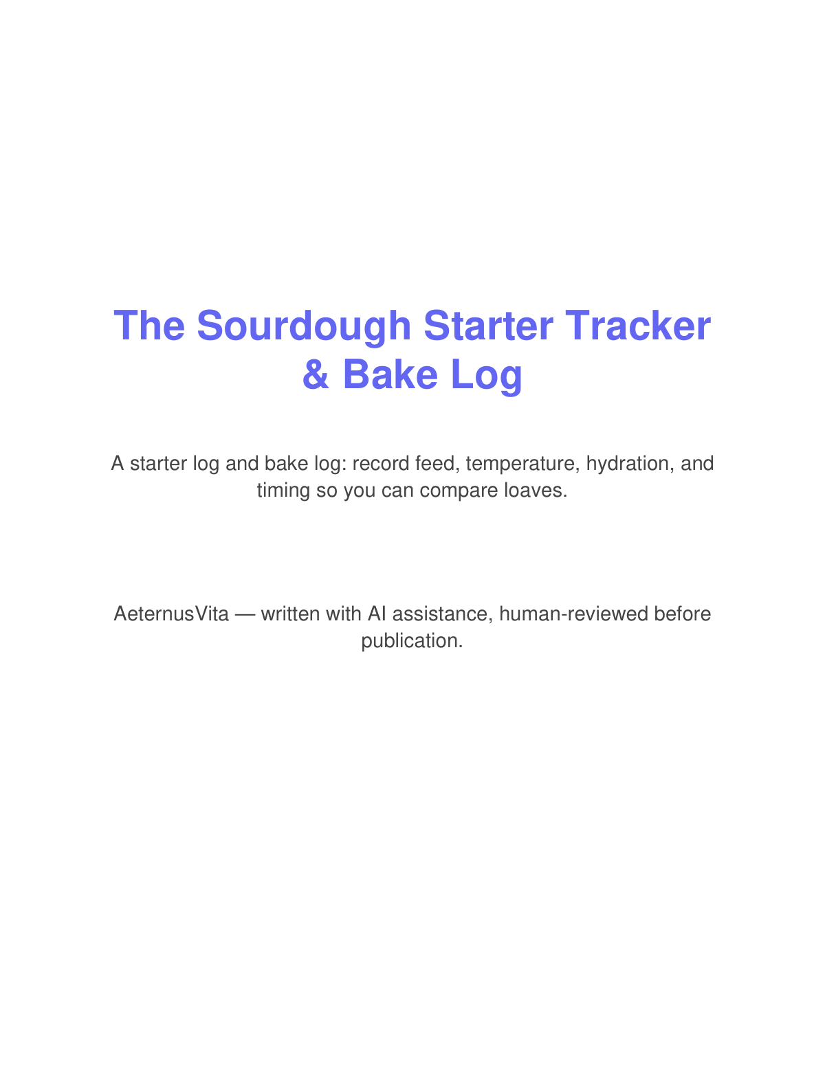 Preview page from The Sourdough Starter Tracker & Bake Log